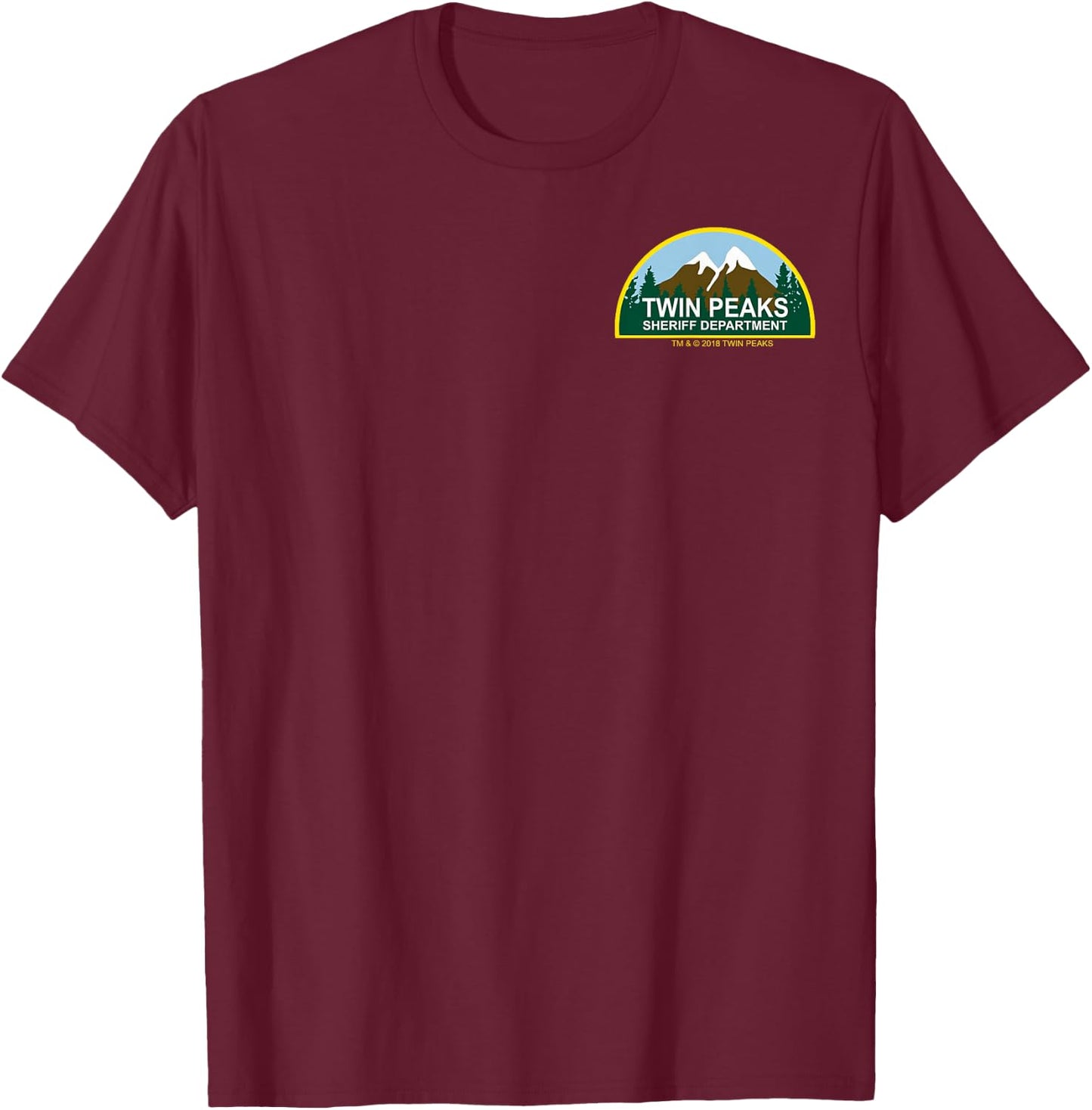Twin Peaks Retro Sheriff Department Pocket Badge T-Shirt - T-Shirt | Maroon