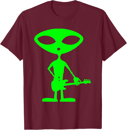 Alien Bassist Funny Bass Guitar Player T-Shirt - T-Shirt | Maroon