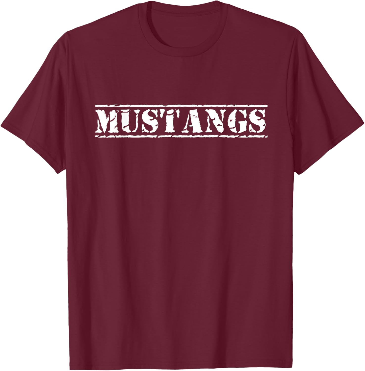 Go Mustangs Football Baseball Basketball Cheer Fan School T-Shirt - T-Shirt | Maroon