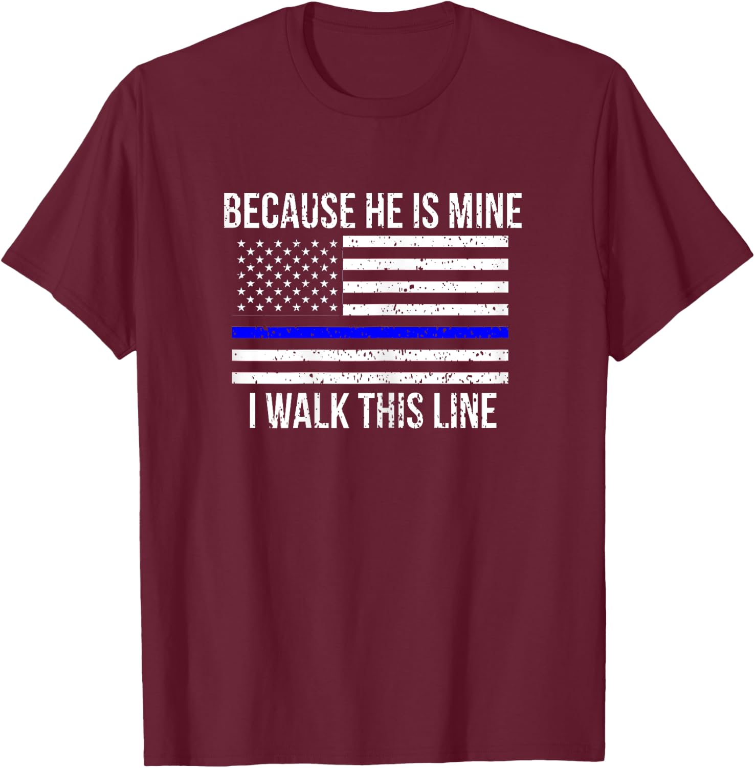 American Flag Police Officer Wife Gift Shirt Girlfriend T-Shirt - T-Shirt | Maroon