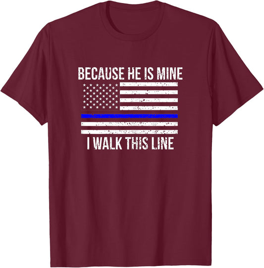 American Flag Police Officer Wife Gift Shirt Girlfriend T-Shirt - T-Shirt | Maroon