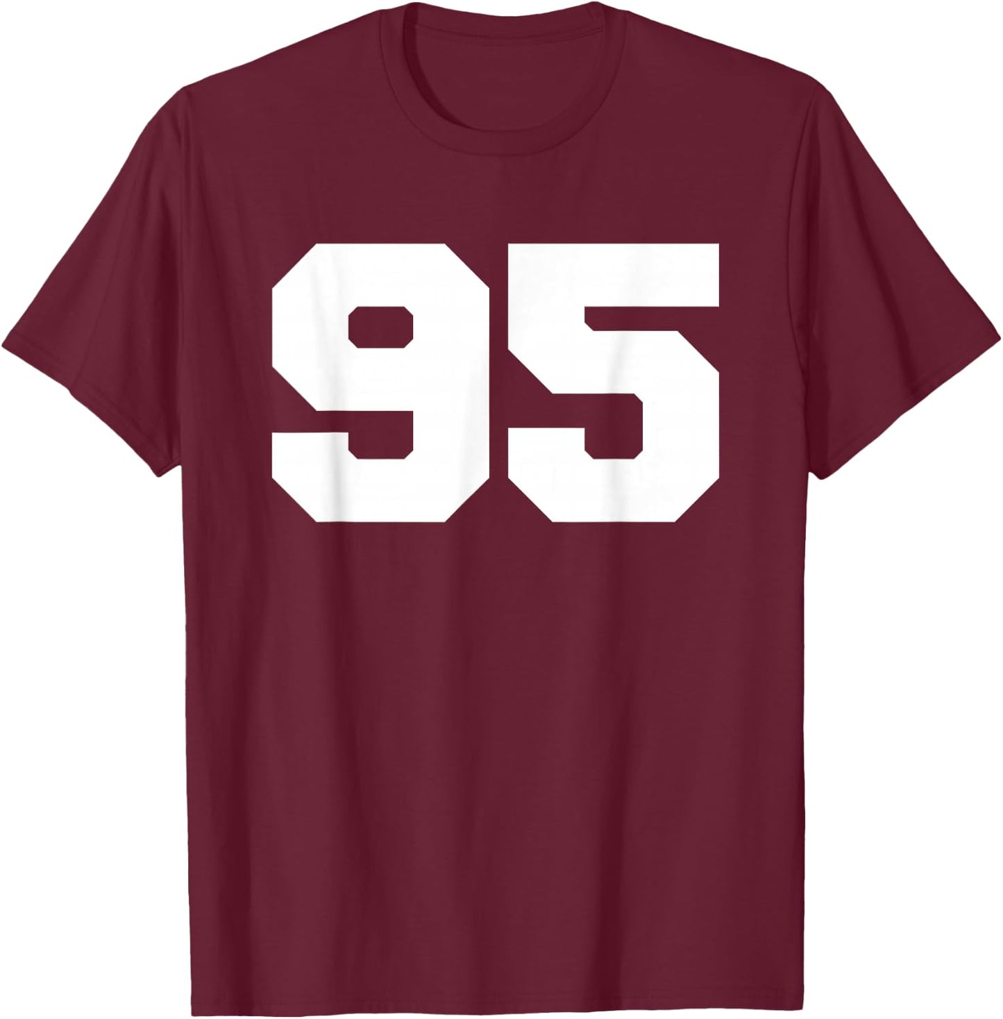 Number 95 Sports Jersey Player #95 Fan FRONT Print Varsity T-Shirt - T-Shirt | Maroon
