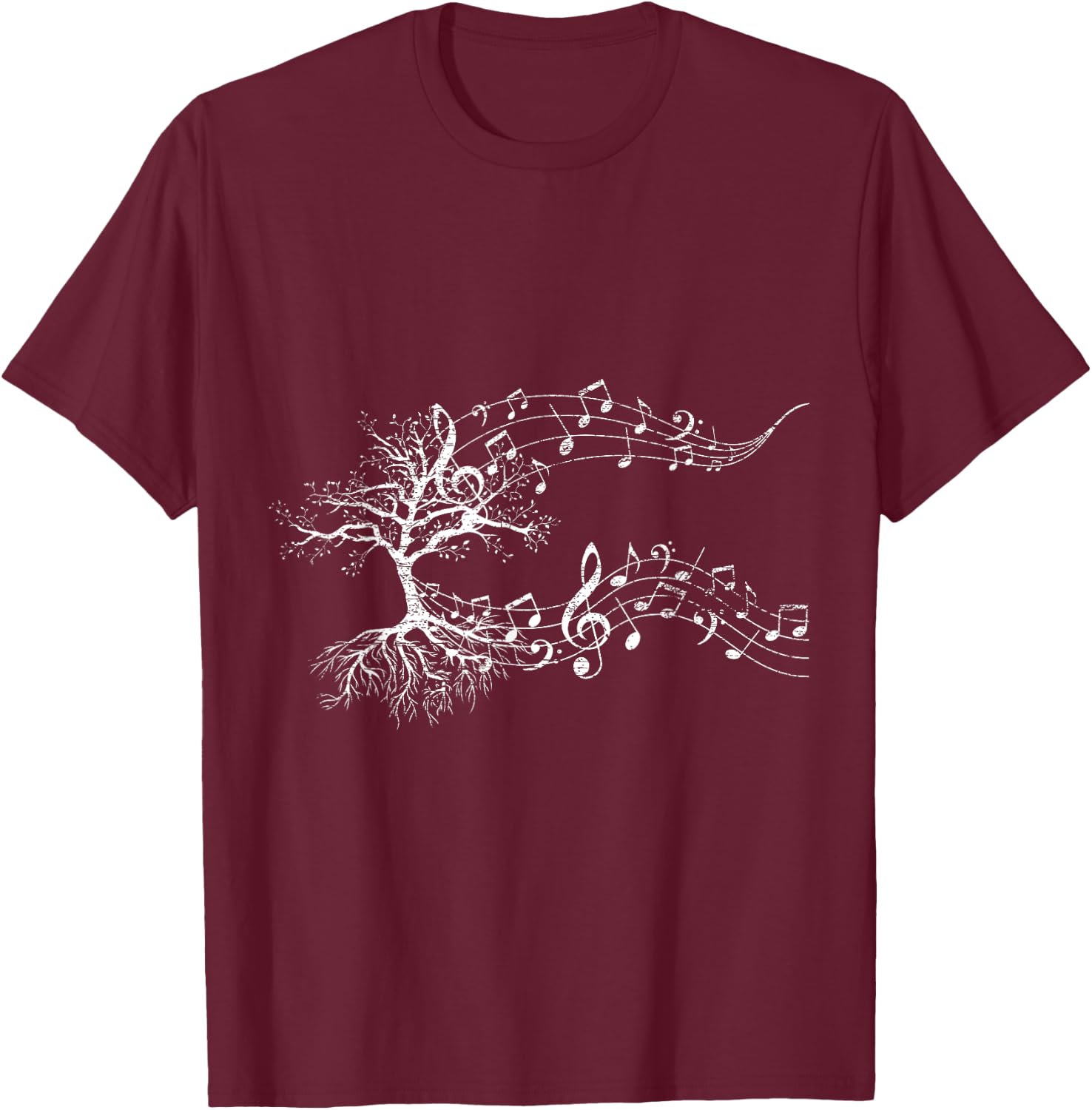 Gift Musicians Music Tree Treble Clef T-Shirt - T-Shirt | Maroon