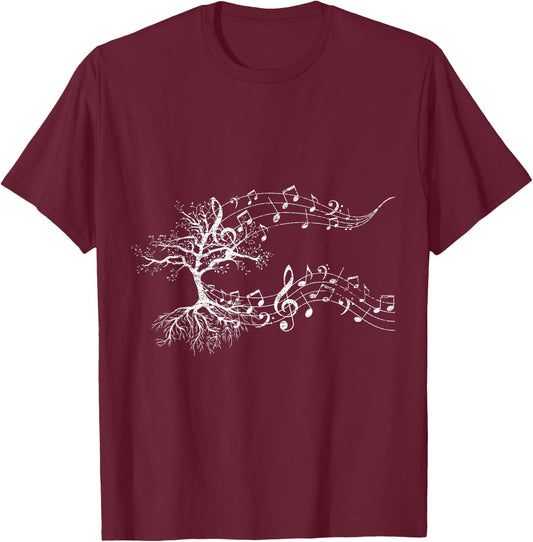 Gift Musicians Music Tree Treble Clef T-Shirt - T-Shirt | Maroon