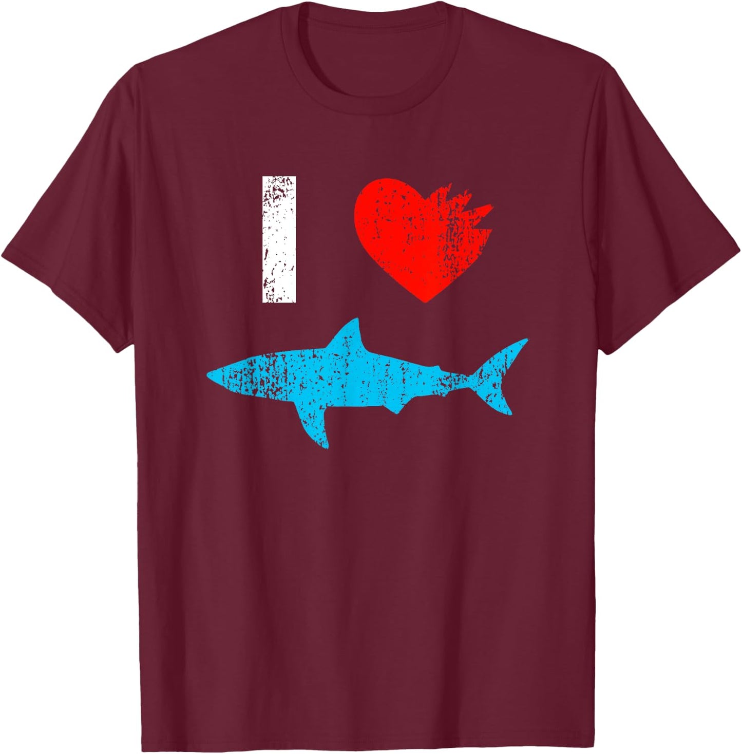 I Love Sharks Heart Bite - Marine Biology Shark Lover Gift T-Shirt - T-Shirt | Maroon