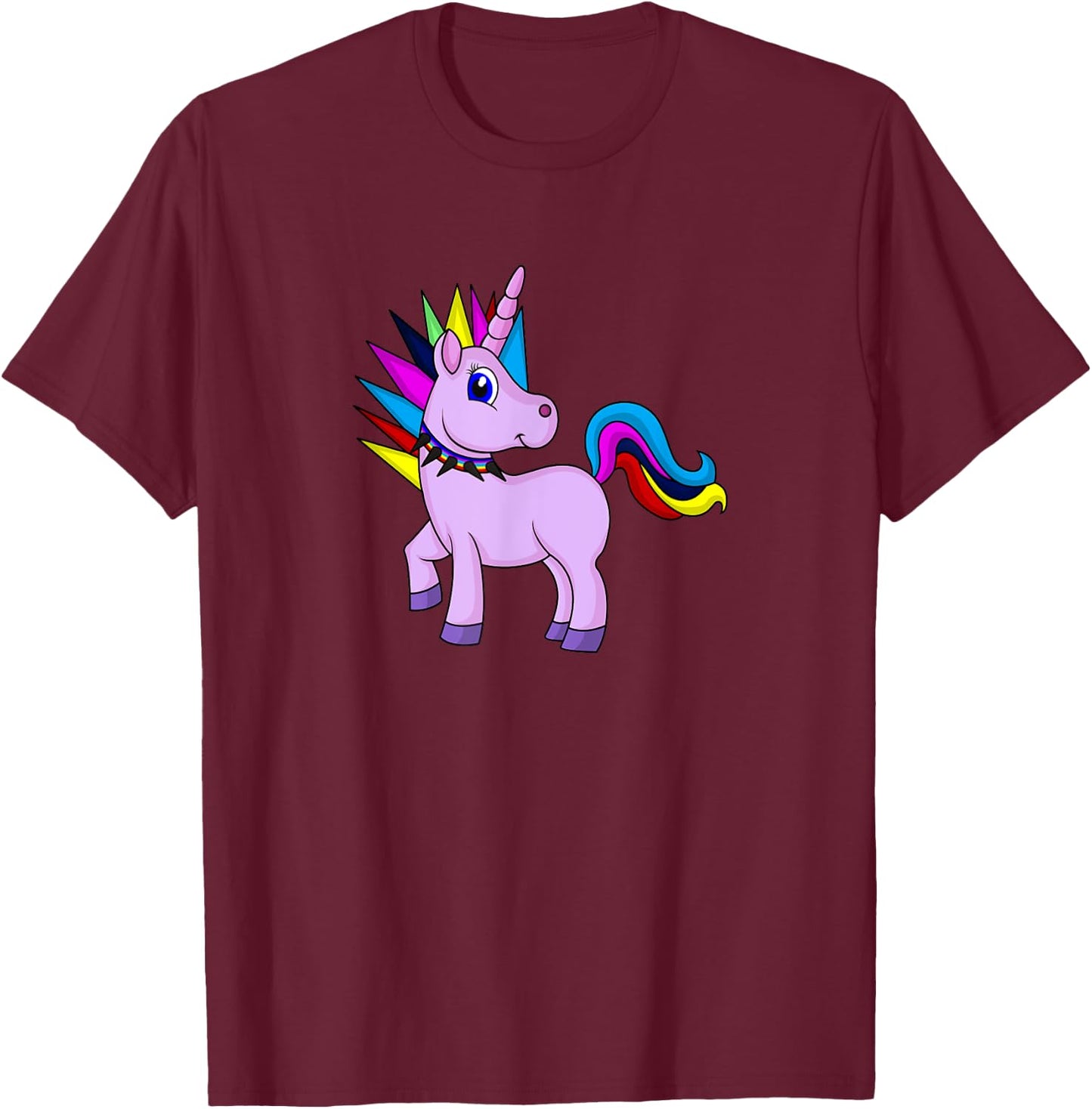 Unicorn Punk Rock Rebel I Cute & Funny T-Shirt - T-Shirt | Maroon