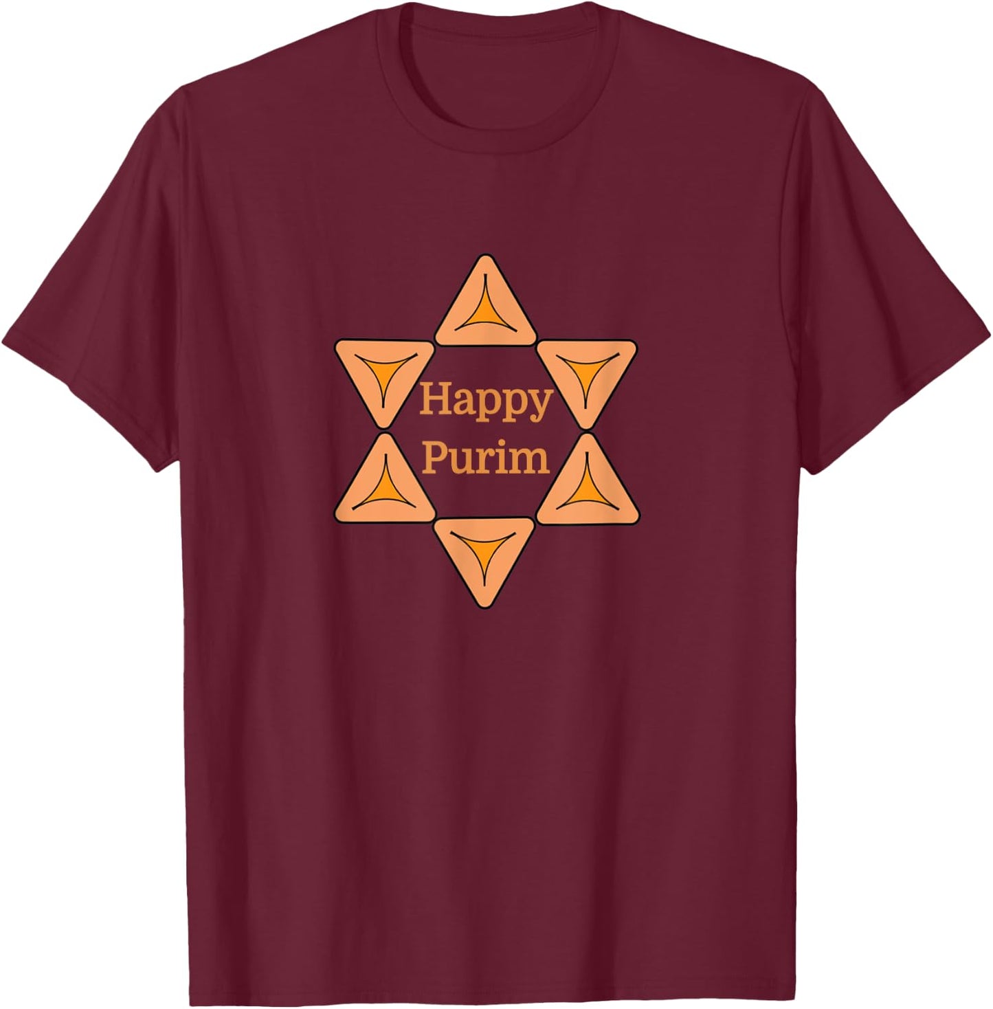 Happy Purim Hamentashen Star Of David Jewish Holiday Costume T-Shirt - T-Shirt | Maroon