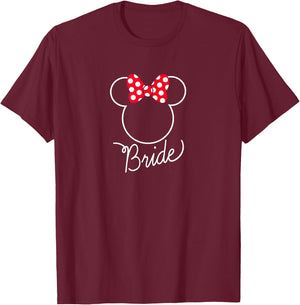 Disney Minnie Mouse Bow Bride Wedding Small T-Shirt - T-Shirt | Maroon