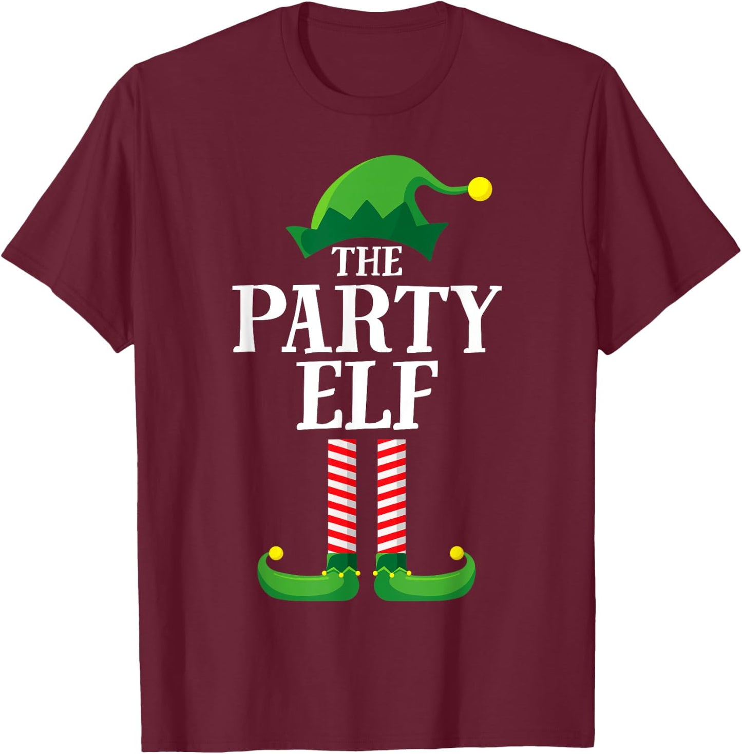 Party Elf Matching Family Group Christmas Funny Elf T-Shirt - T-Shirt | Maroon