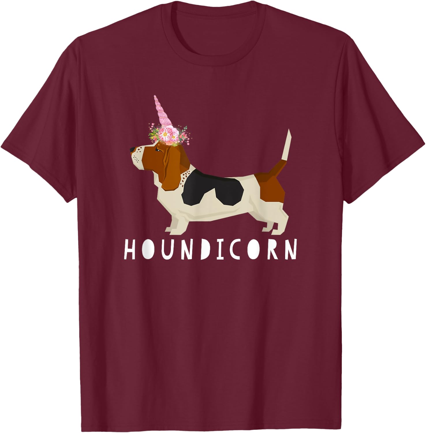 Houndicorn! Funny Basset Hound Unicorn Dog Love T Shirt Women Girls Kids T-Shirt - T-Shirt | Maroon