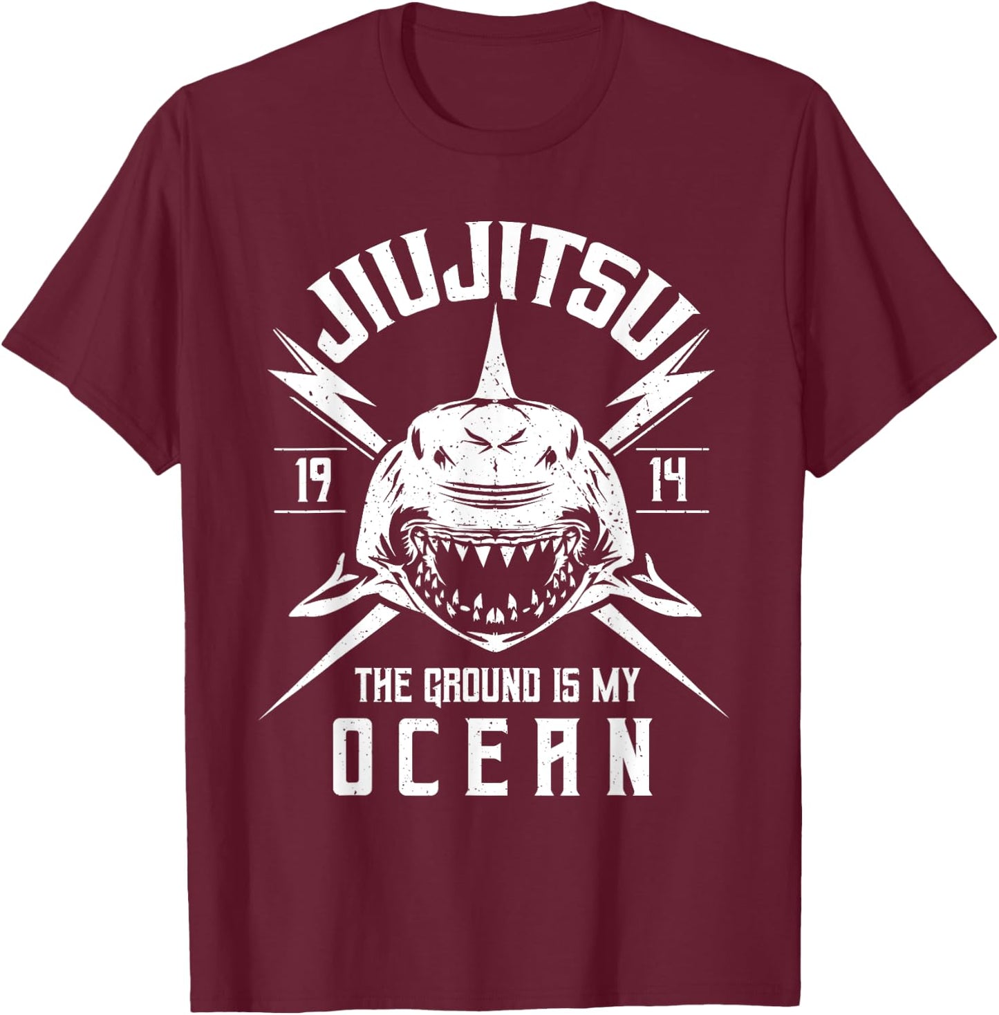 Ocean Shark Brazilian Jiu-Jitsu, MMA, BJJ T-Shirt - T-Shirt | Maroon