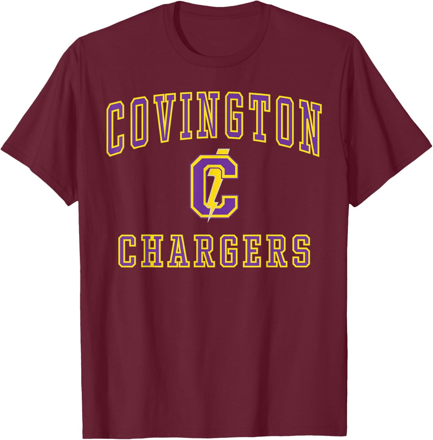 Covington High School Chargers C1 T-Shirt - T-Shirt | Maroon