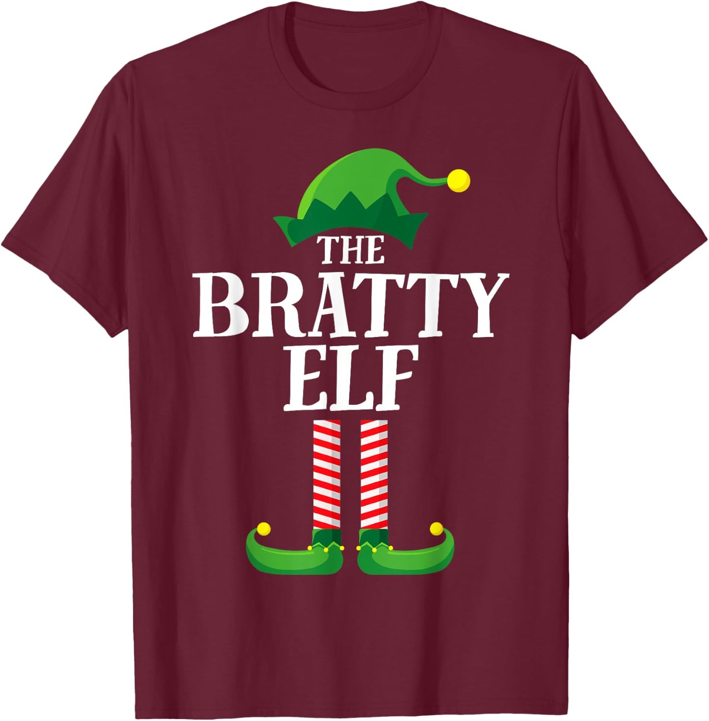 Bratty Elf Matching Family Group Christmas Party Pyjamas T-Shirt - T-Shirt | Maroon