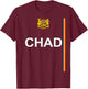 Chadian Sports-style National Coat of Arms and Flag of Chad T-Shirt - T-Shirt | Maroon