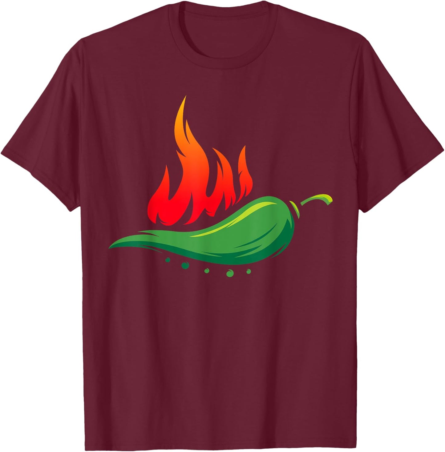 Flaming Hot Jalapeno Pepper for Spicy Mexican Food Lover T-Shirt - T-Shirt | Maroon