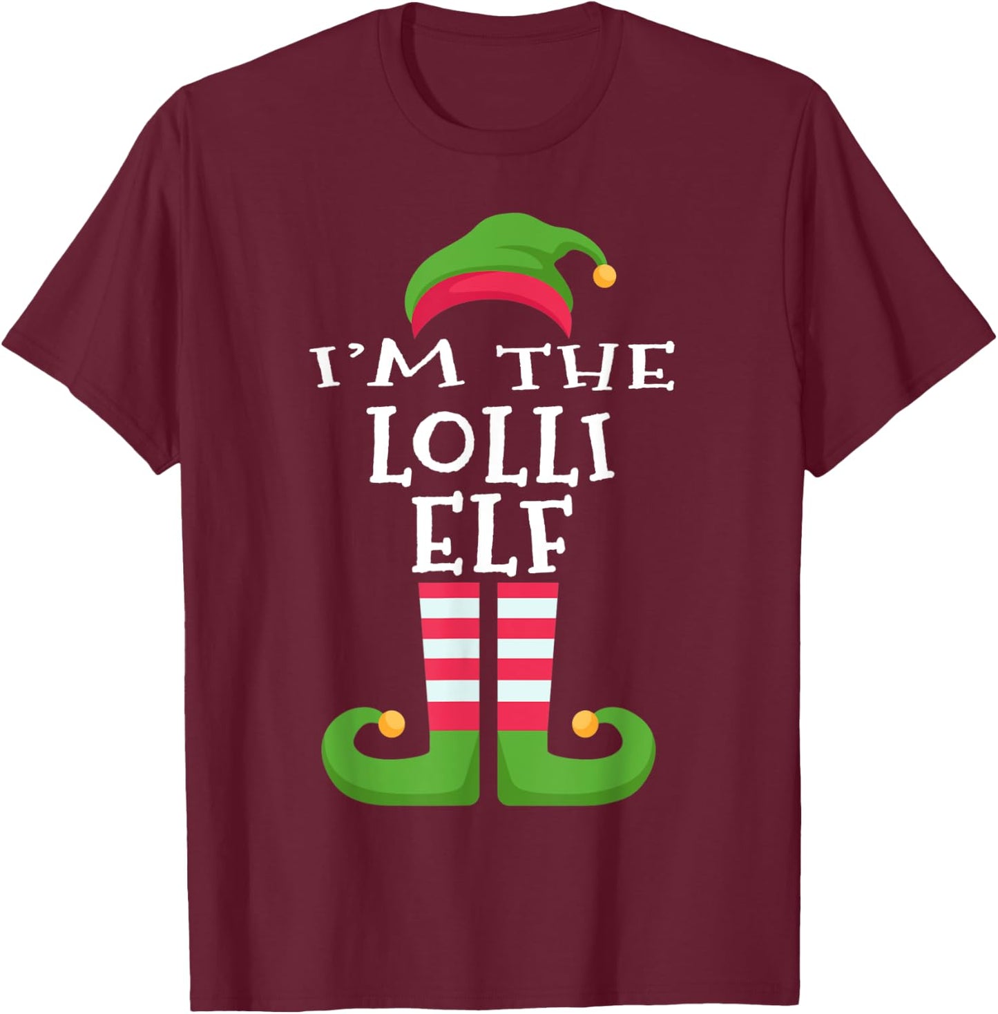 I'm The Lolli Elf Family Matching Christmas Pajama T-Shirt - T-Shirt | Maroon