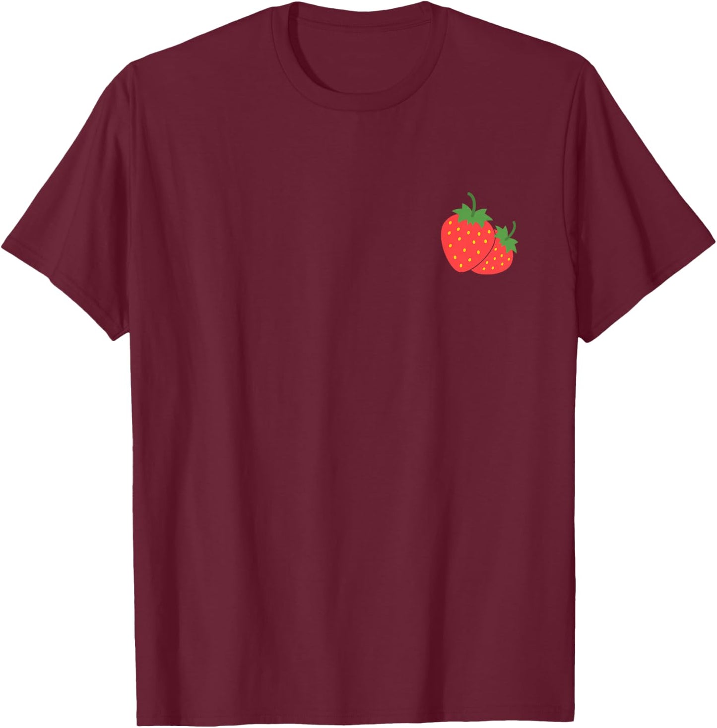 Strawberry Pocket Shirt Strawberry Art Trendy T-Shirt - T-Shirt | Maroon