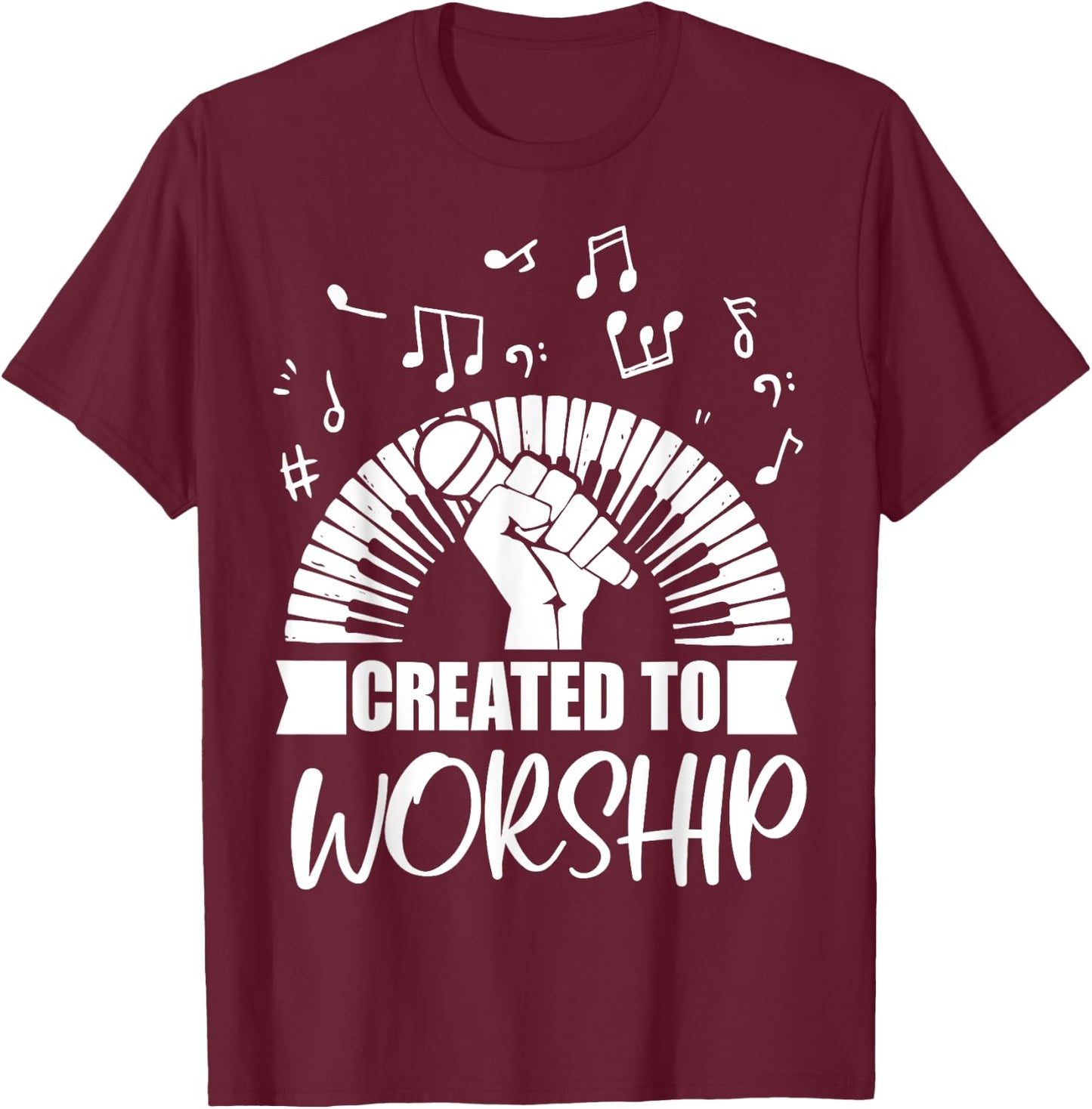 Christian Piano Player Created To Worship Gift Pianist T-Shirt - T-Shirt | Maroon