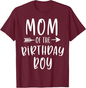 Mom of the Birthday Boy Mama And Son Bday Party Mother T-Shirt - T-Shirt | Maroon