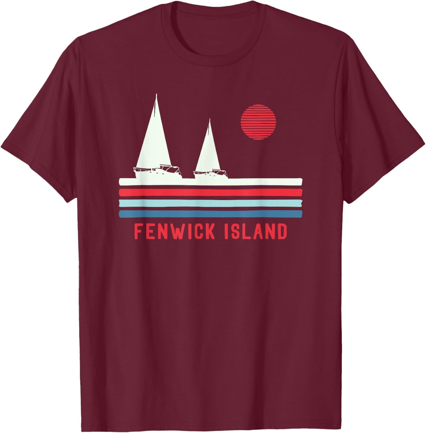 Fenwick Island DE Sailboat Vintage 80s T-Shirt - T-Shirt | Maroon
