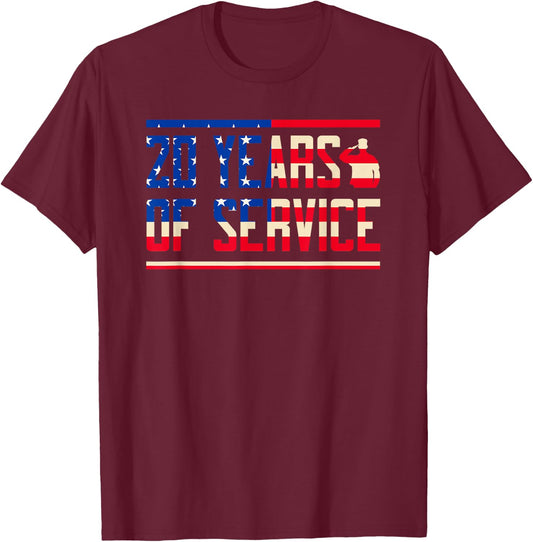 20 Years of Service Military Anniversary T-Shirt - T-Shirt | Maroon
