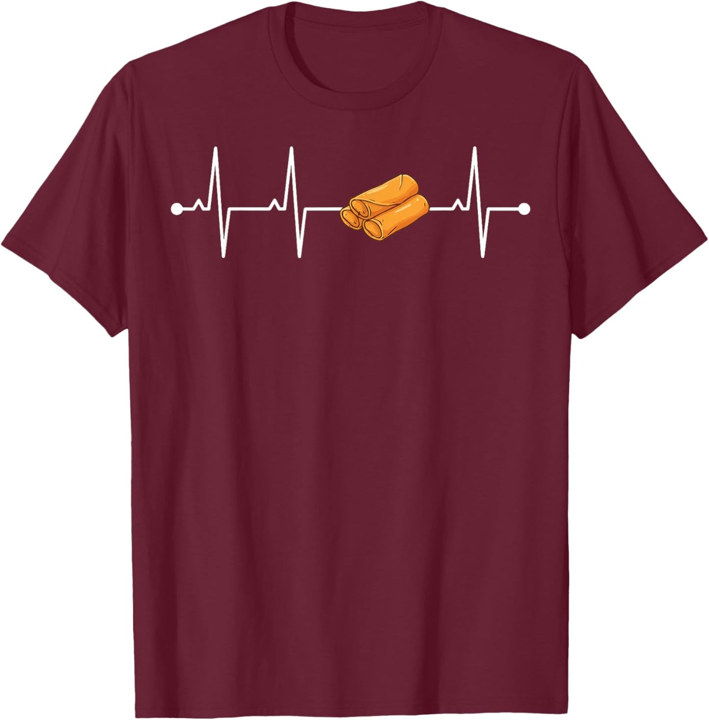 Lumpia Heartbeat Filipino Food T-Shirt - T-Shirt | Maroon