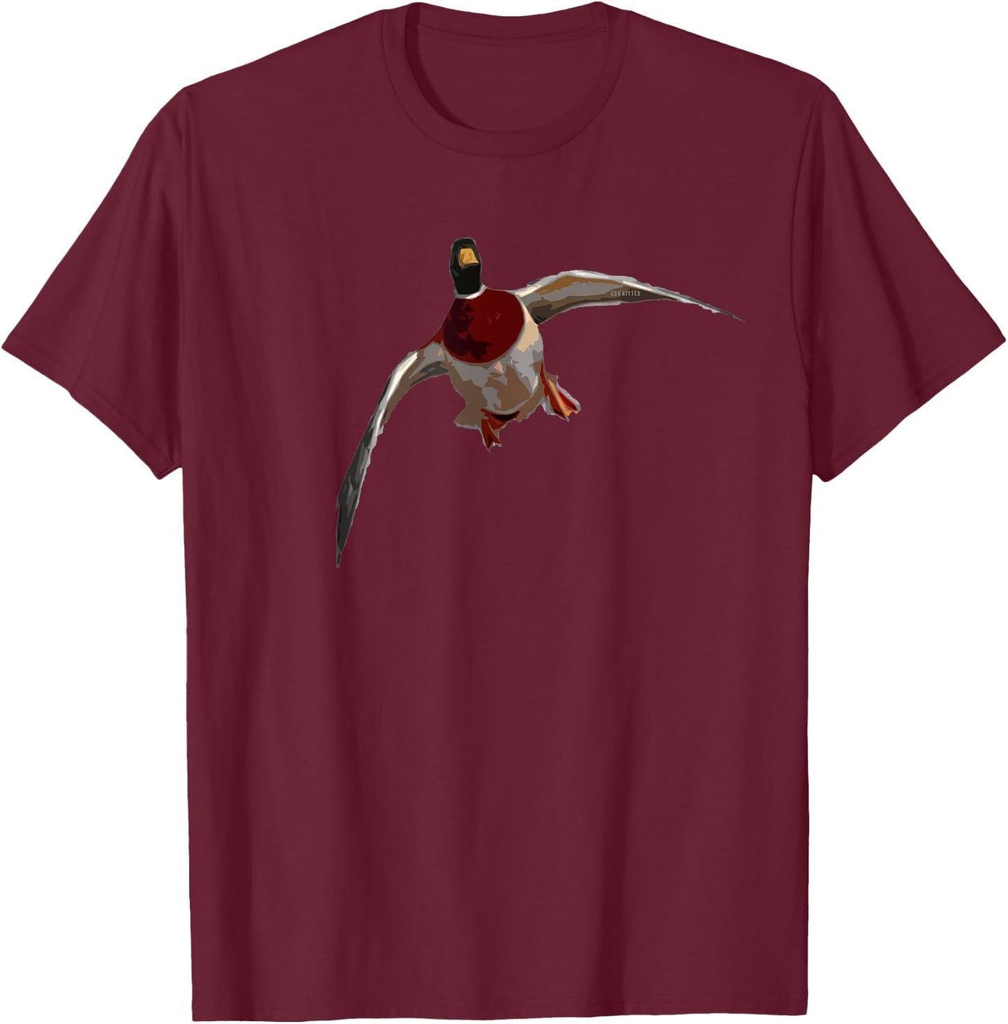 Sailing Drake - Duck Hunting Shirt by Committed Waterfowl T-Shirt - T-Shirt | Maroon