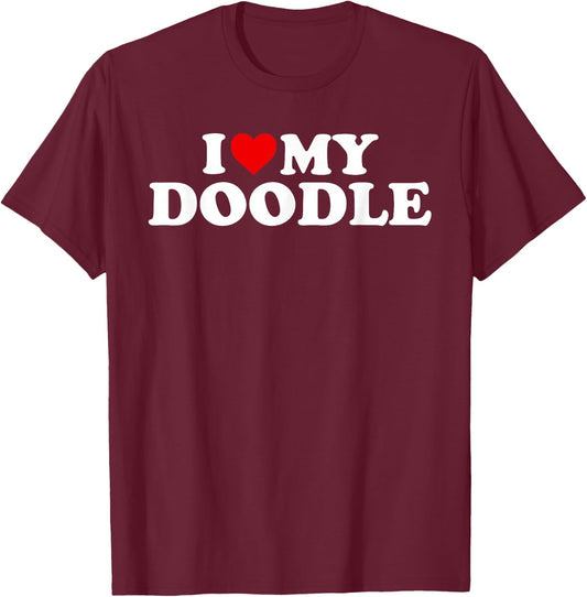 Golden Doodle Design: I Love My Doodle Design T-Shirt - T-Shirt | Maroon
