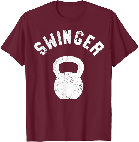 Swinger, Funny Kettlebell Workout Pun T-Shirt - T-Shirt | Maroon