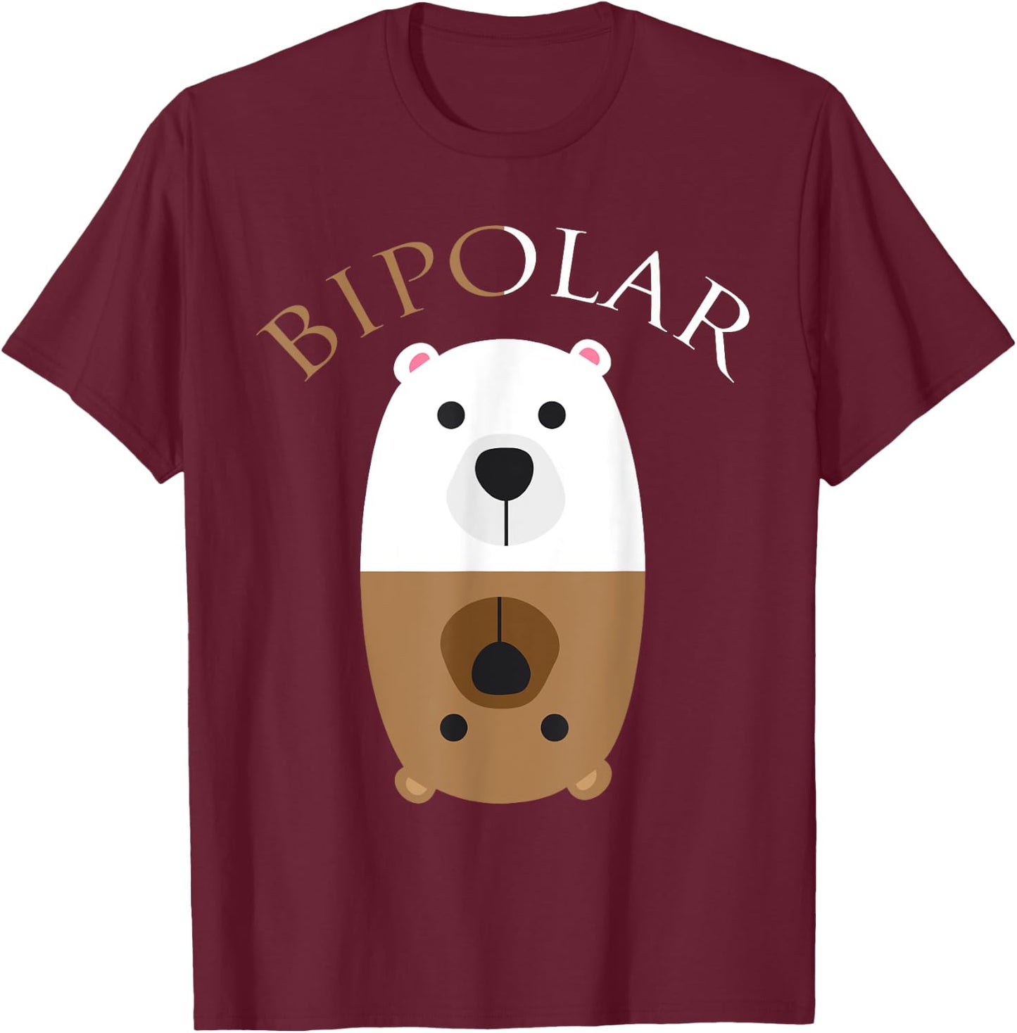 Bipolar Shirt | Cute Mental Disorder Polar Bear Gift T-Shirt - T-Shirt | Maroon