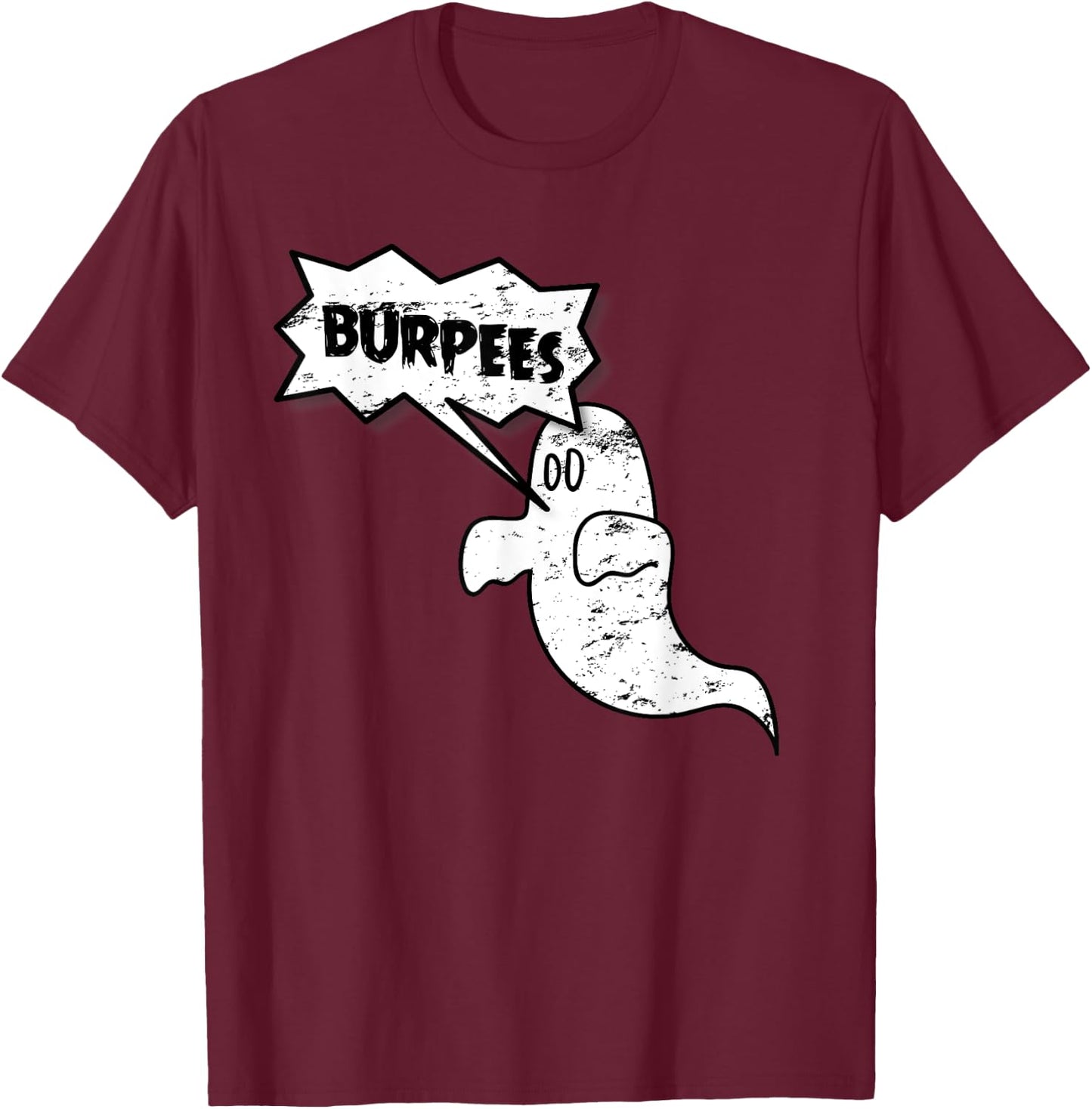 Burpee Ghost | Halloween Athlete T-Shirt - T-Shirt | Maroon