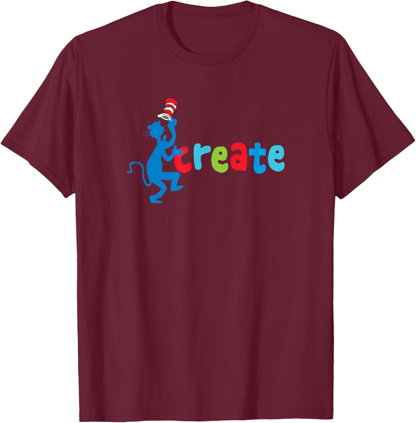 Dr. Seuss Create Like The Cat T-Shirt - T-Shirt | Maroon