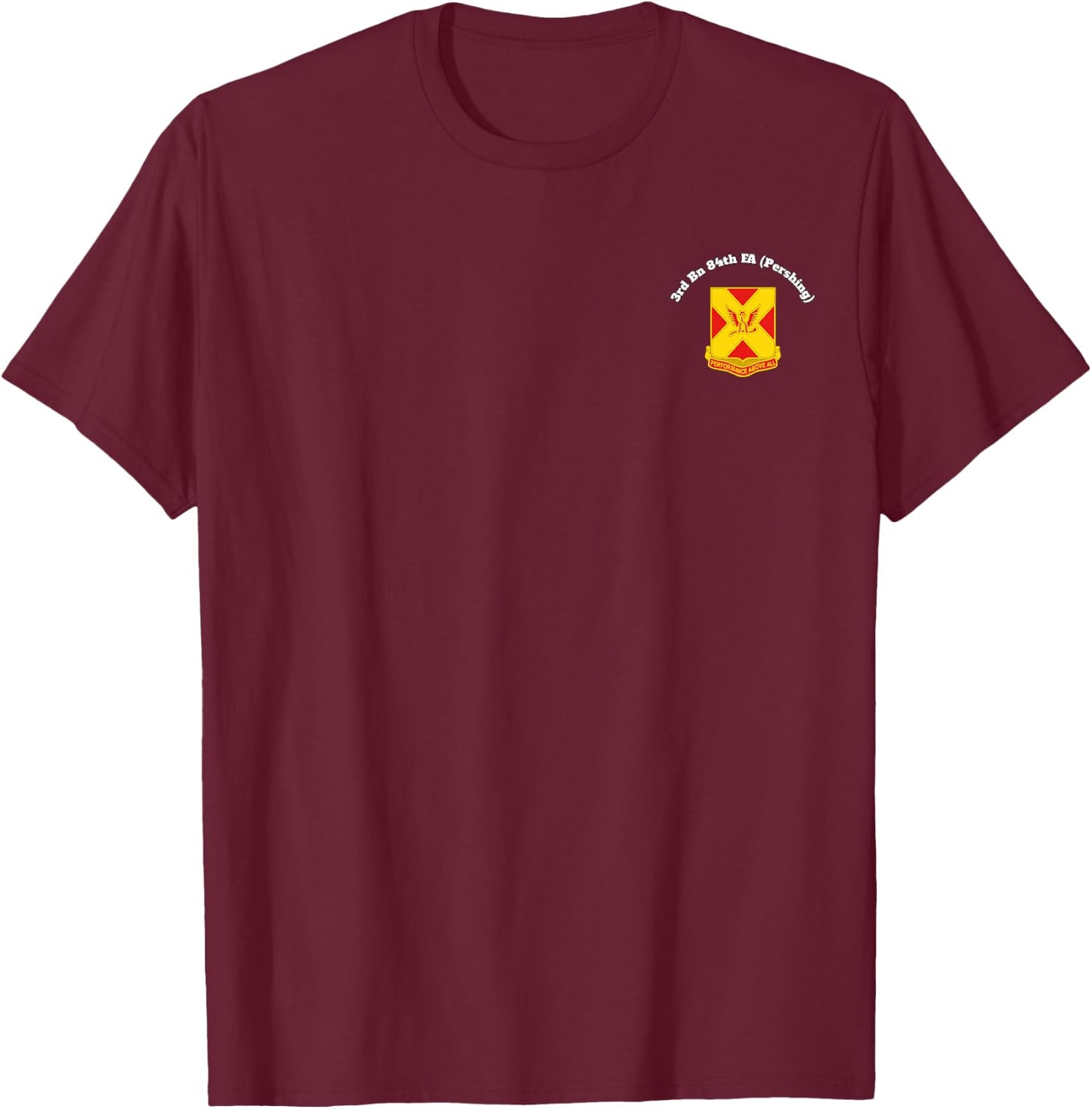 3/84 FA crest front and 56th FA Artillery on back design T-Shirt - T-Shirt | Maroon
