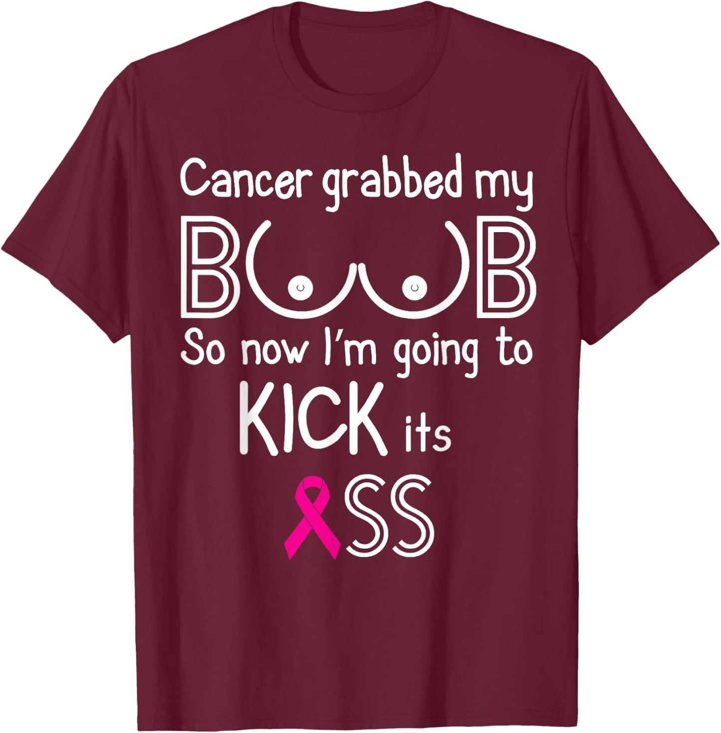Funny Breast Cancer Awareness Shirt Fighter Survivor Shirt T-Shirt - T-Shirt | Maroon