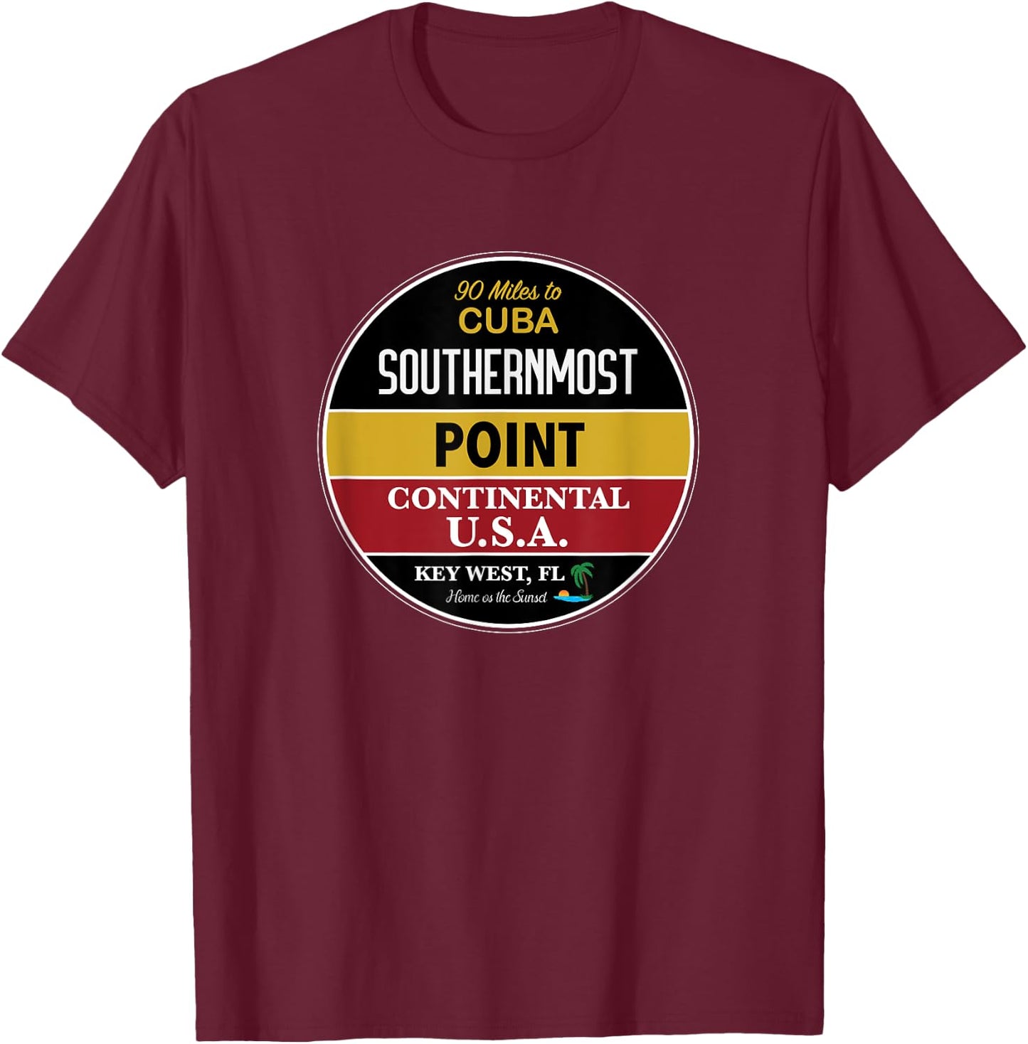 Key West Outfitters Key West Buoy - Men's Black Short Sleeve Classic Fit - Small - Gym Exercise - Cotton Polyester - Imported T-Shirt - T-Shirt | Maroon