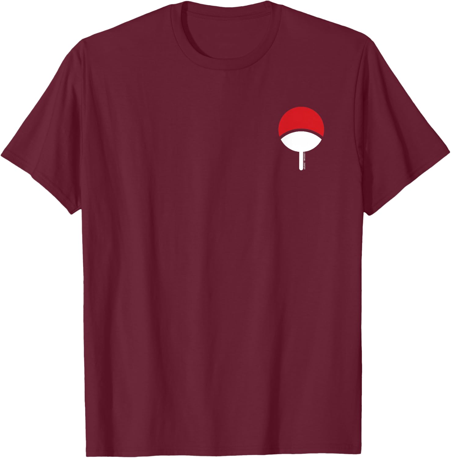 Naruto Shippuden Uchiha Icon Chest Print Anime T-Shirt - T-Shirt | Maroon