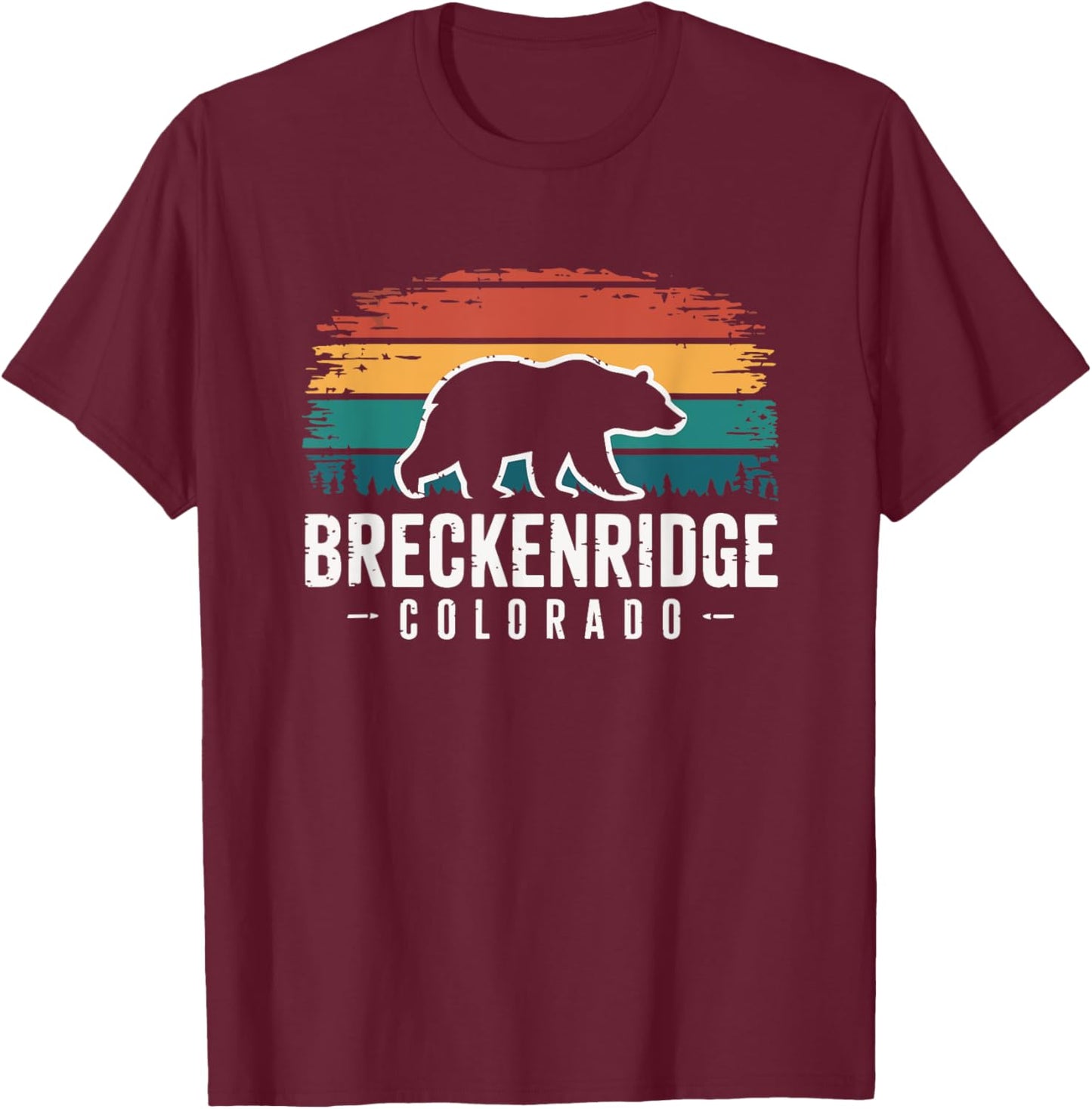 Breckenridge Colorado Vintage Bear Mountain T-Shirt - T-Shirt | Maroon