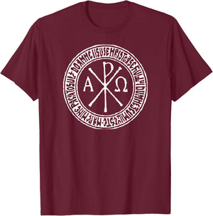 Labarum Ancient Christian Symbol Chi Rho T-Shirt - T-Shirt | Maroon