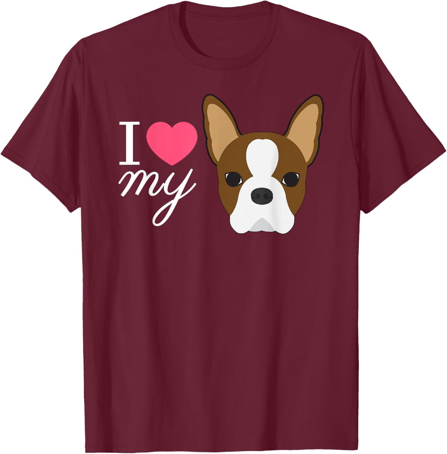 Red Boston Terrier T-Shirt - T-Shirt | Maroon