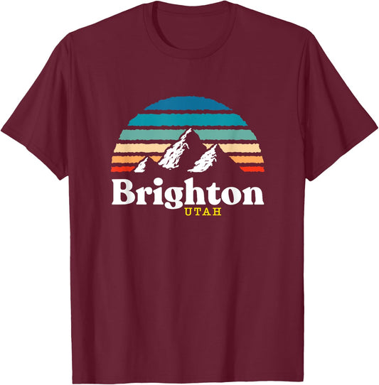 Brighton, Utah - USA Ski Resort 1980s Retro T-Shirt - T-Shirt | Maroon