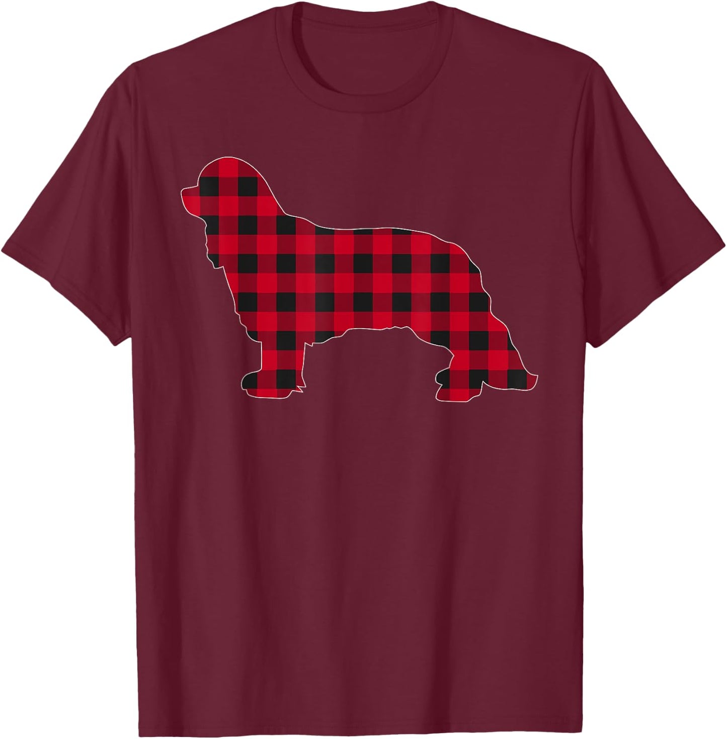 Red Plaid Cavalier King Charles Spaniels Christmas Pajama T-Shirt - T-Shirt | Maroon