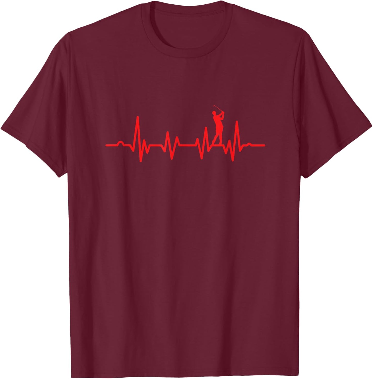 Awesome Golfer Golf Heartbeat Golfing T-Shirt - T-Shirt | Maroon