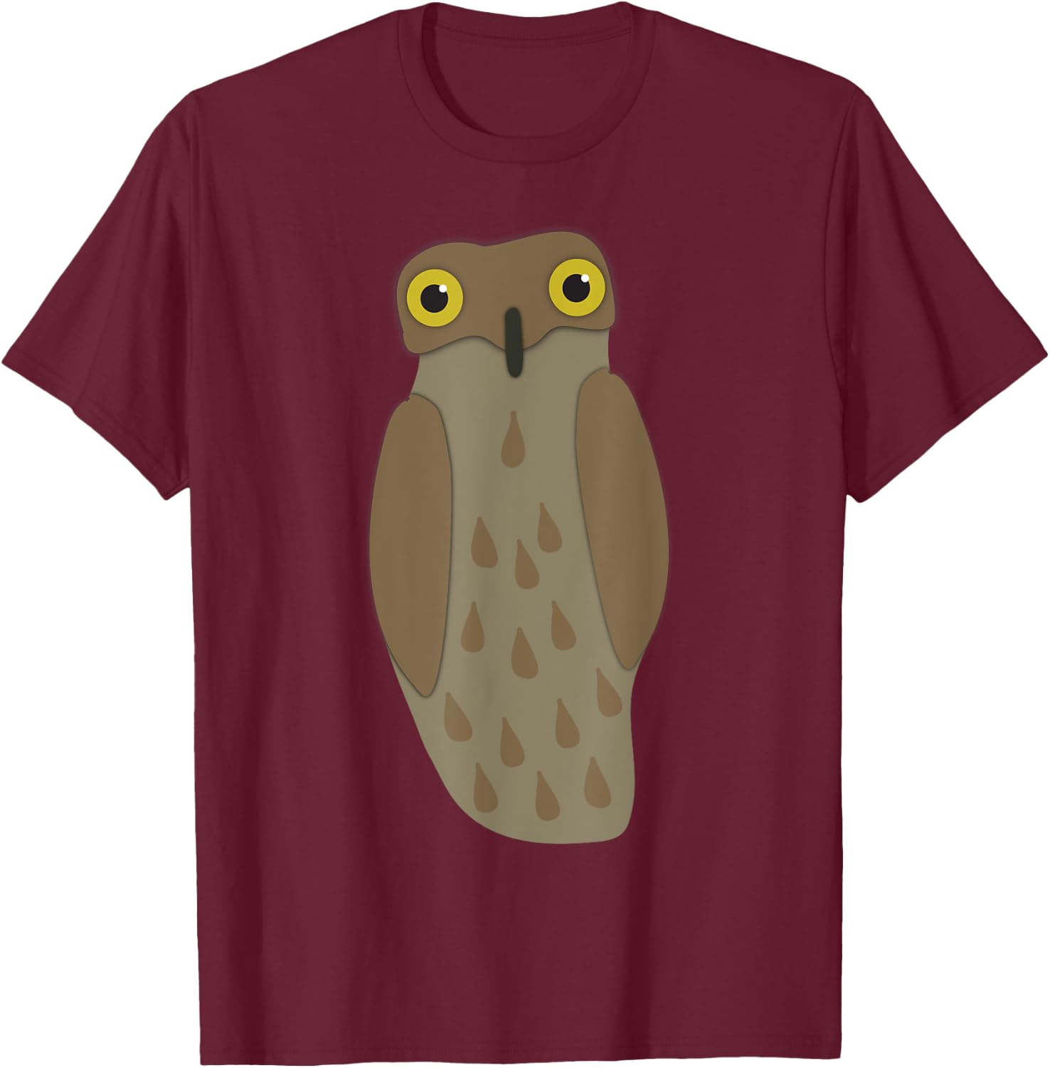 Potoo Bird Graphic T-Shirt - T-Shirt | Maroon