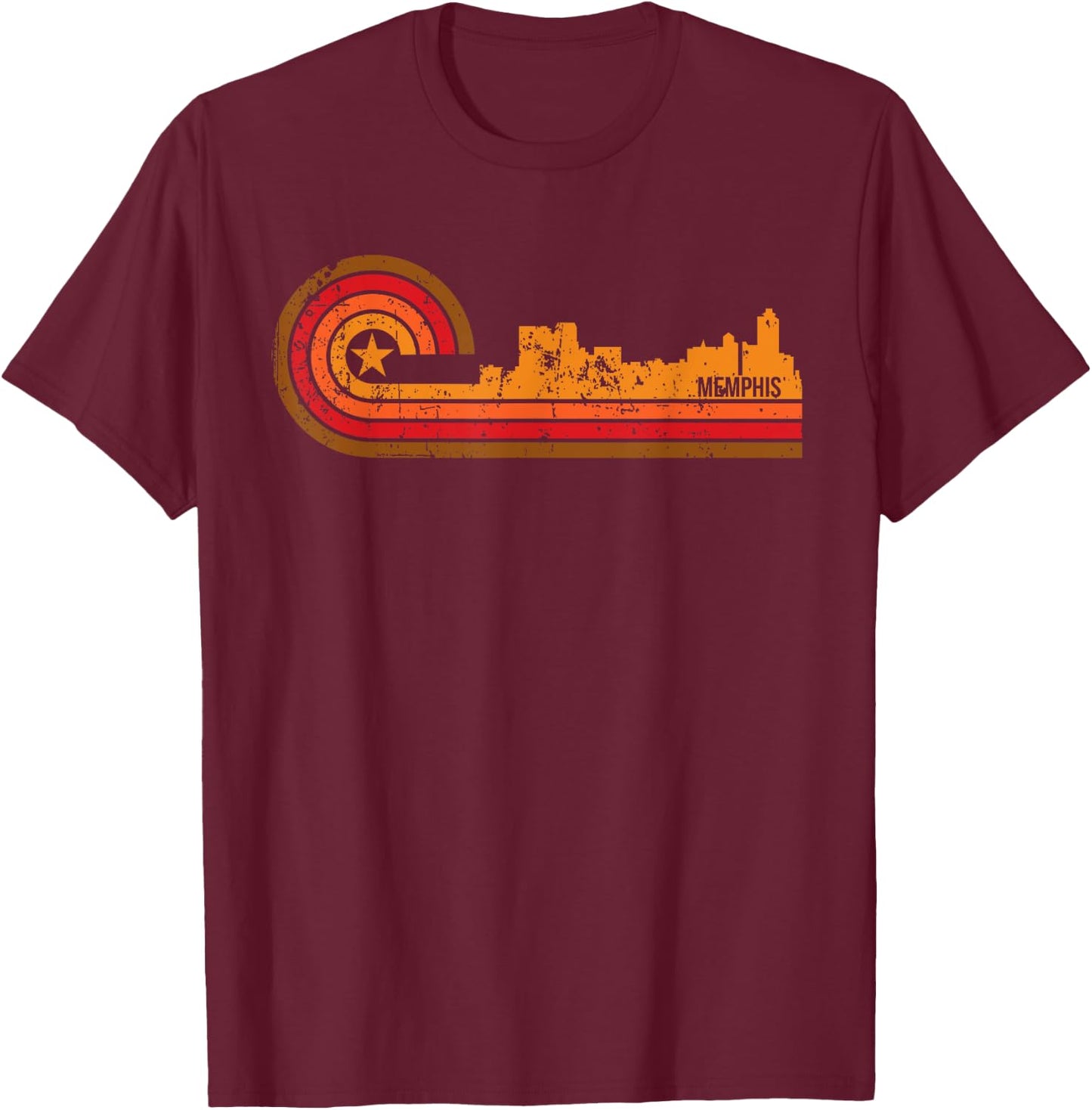 Retro Memphis - Memphis TN Skyline Shirt T-Shirt - T-Shirt | Maroon