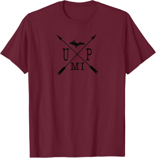 UP MI Upper Peninsula Michigan Graphic Yoopers 906 T-Shirt - T-Shirt | Maroon