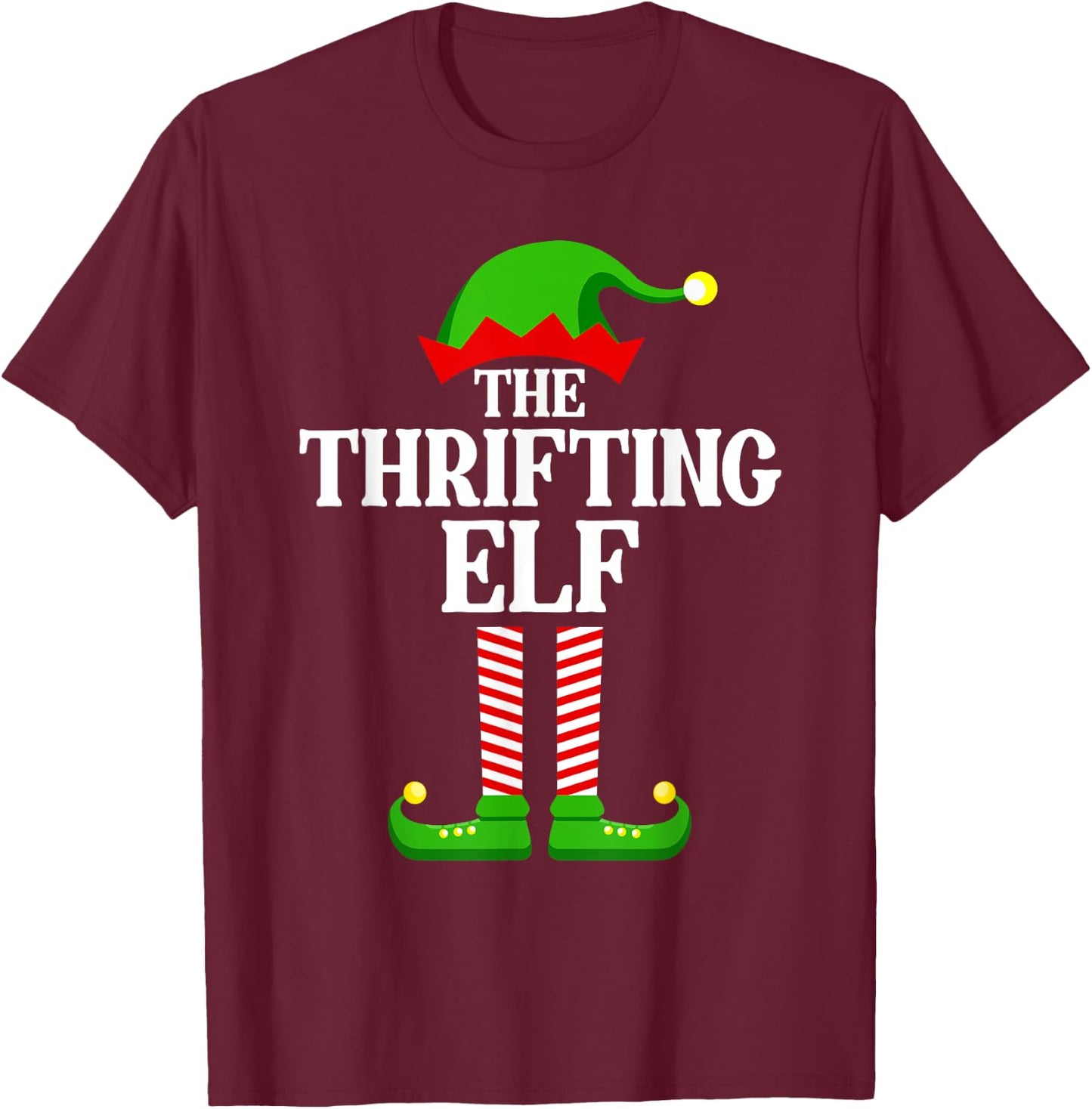 Thrifting Elf Family Matching Group Funny Christmas T-Shirt - T-Shirt | Maroon