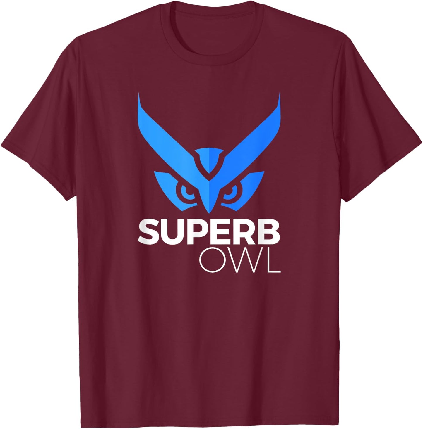 The Blue Superb Owl Logo Shirt - Owl Bird Shirt T-Shirt - T-Shirt | Maroon