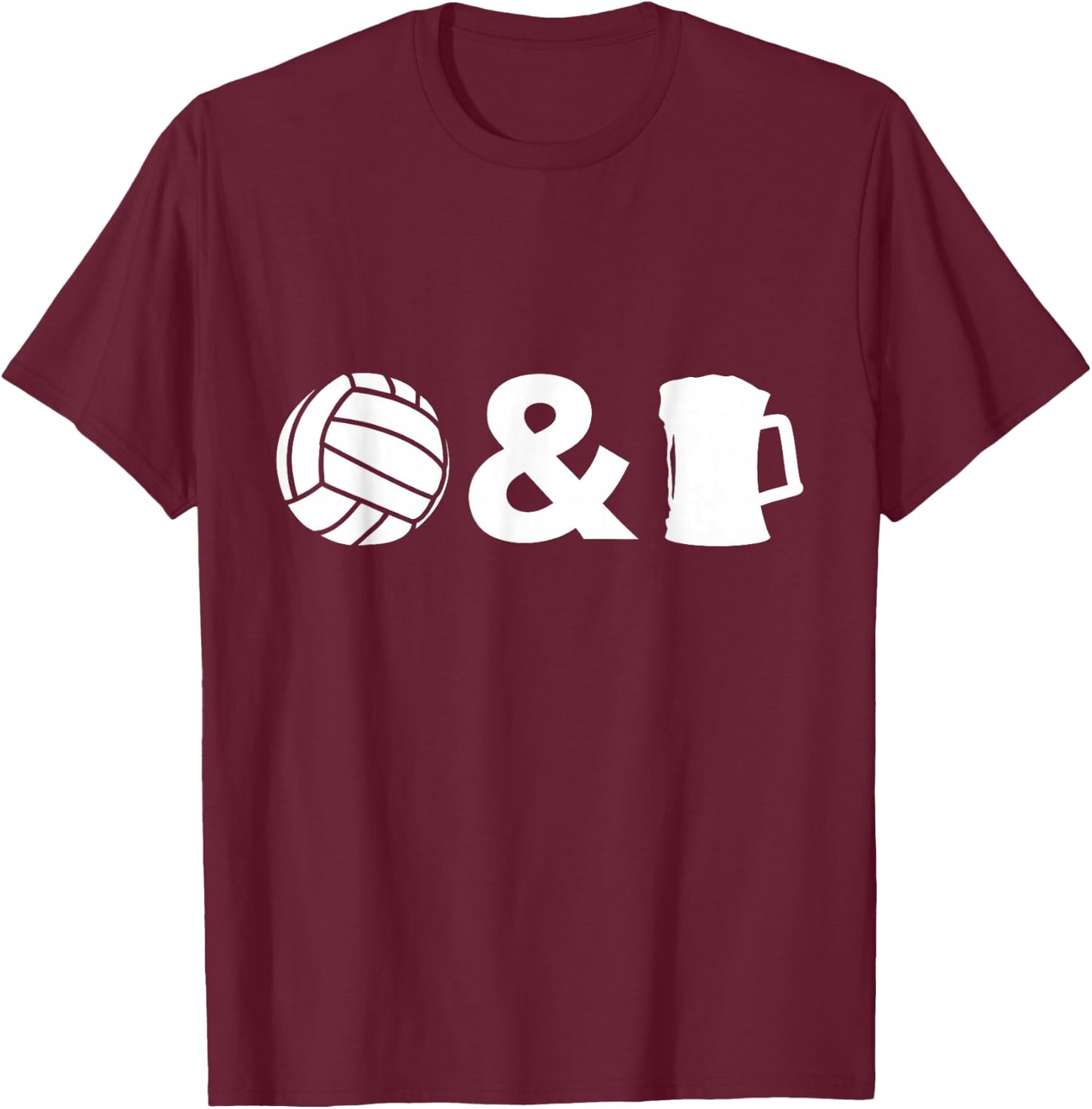 Funny Volleyball and Beer T Shirt Gift Drinker T-Shirt - T-Shirt | Maroon