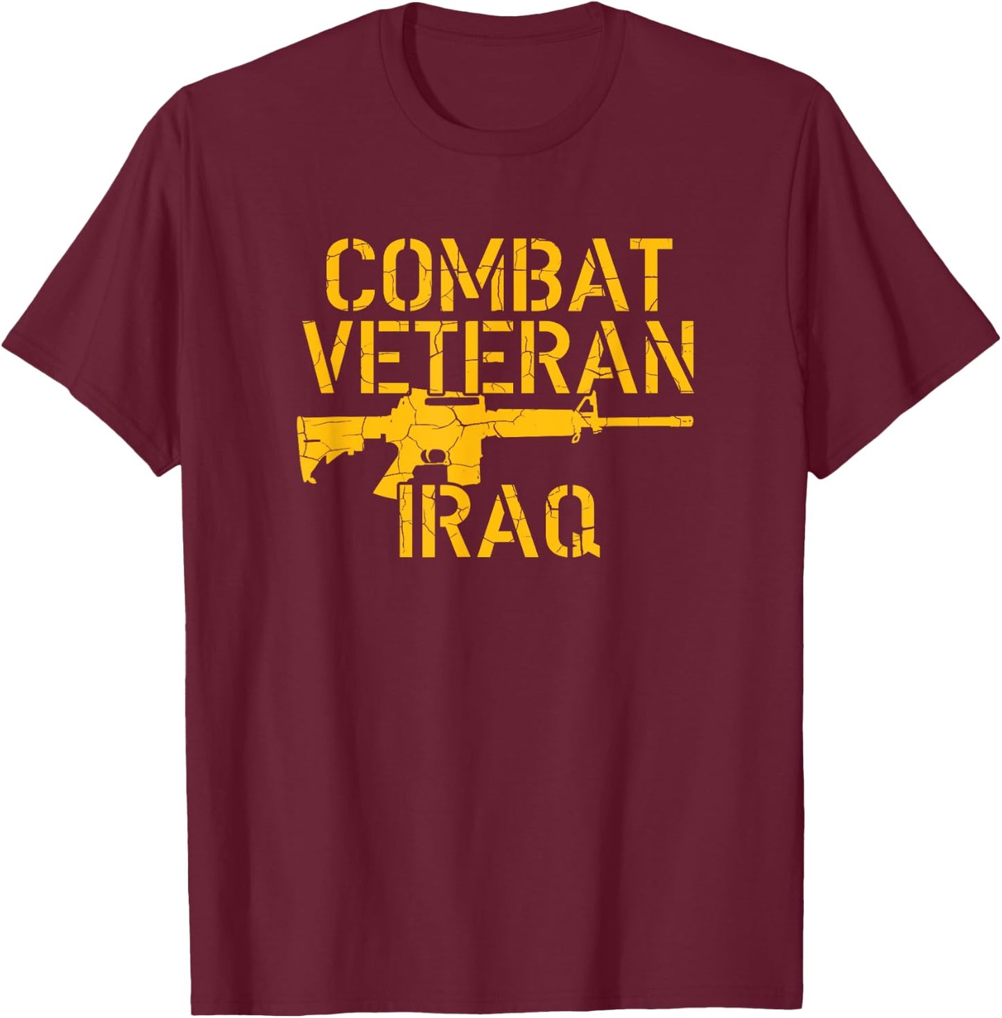 Combat Veteran Iraq For Proud American Vets T-Shirt - T-Shirt | Maroon