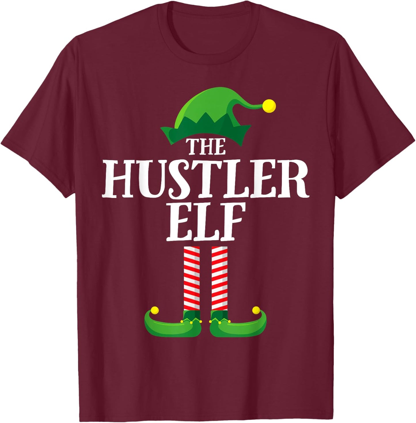 Hustler Elf Matching Family Group Christmas Party Pyjamas T-Shirt - T-Shirt | Maroon